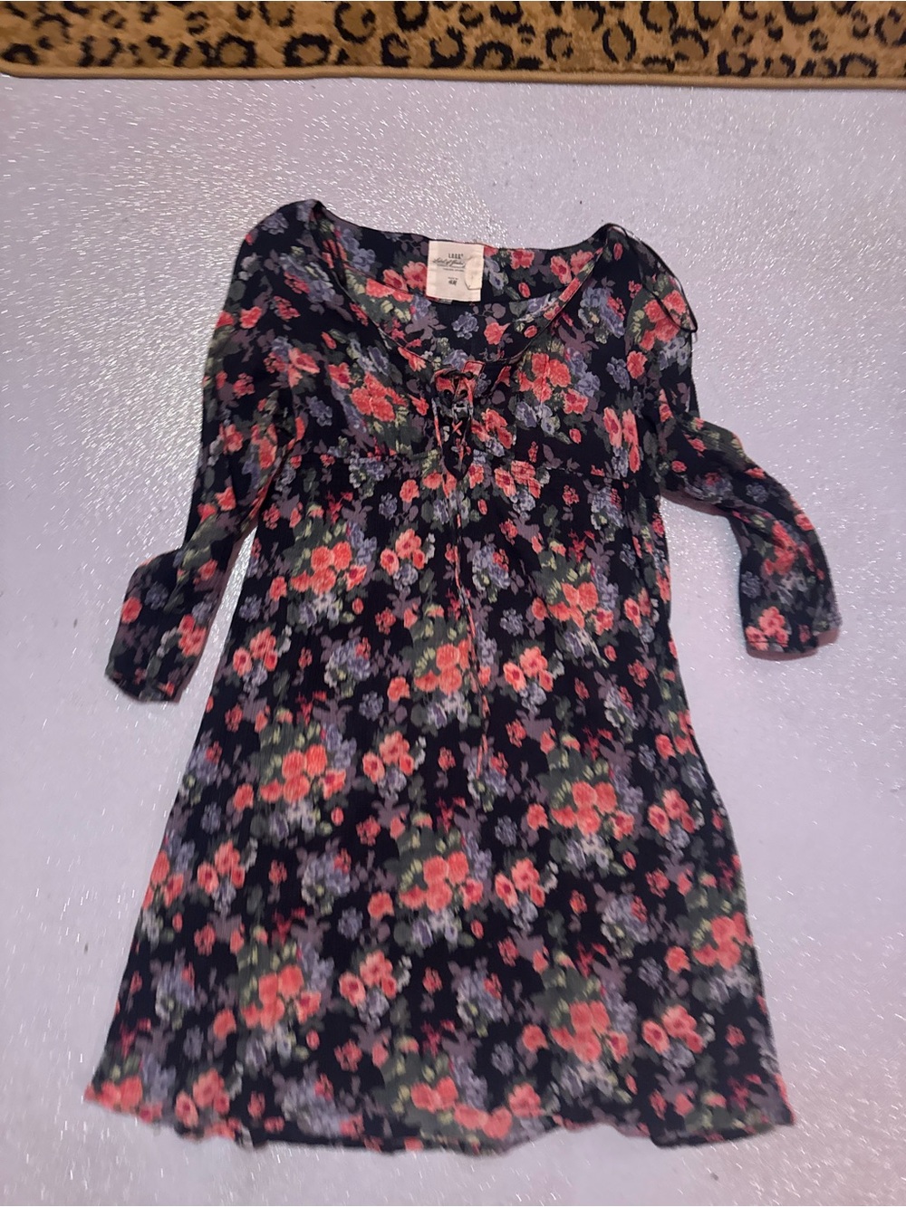 H&M Navy Floral Tie-Front Dress with Pink and Purple Floral Dress Blooms
